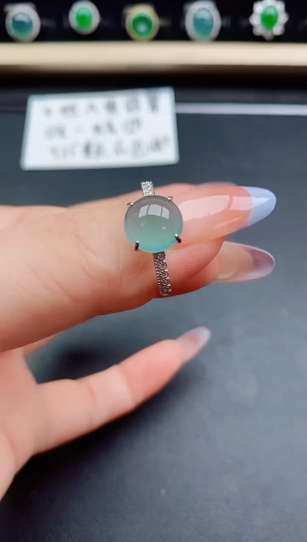 翡翠戒指银S925镶嵌50805