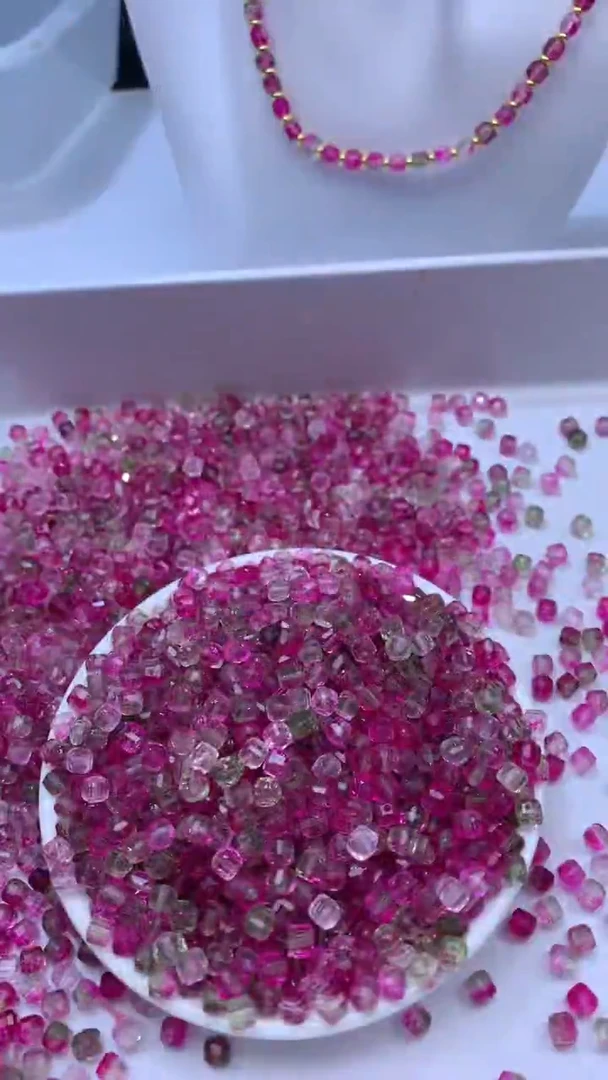 颈饰未镶嵌水晶W1634西瓜碧玺方糖5mm*10颗