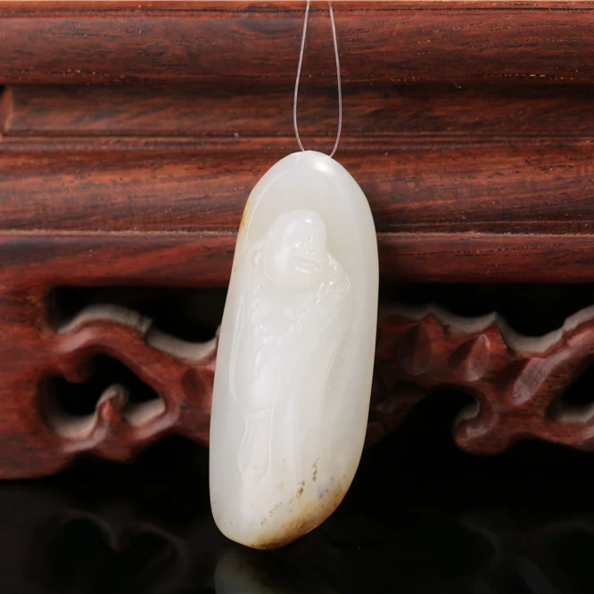 【央博玉专属】和田玉玉佛挂件YJSZ2319尺寸：44.3*17.8*12.1mm