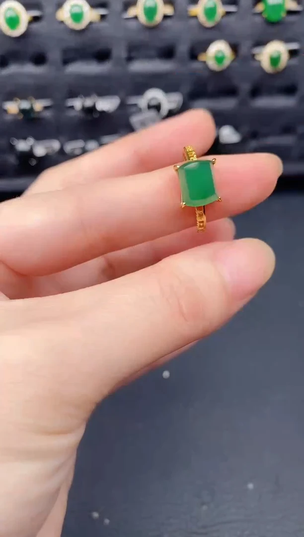 银S925镶嵌戒指翡翠天然a货翡翠341