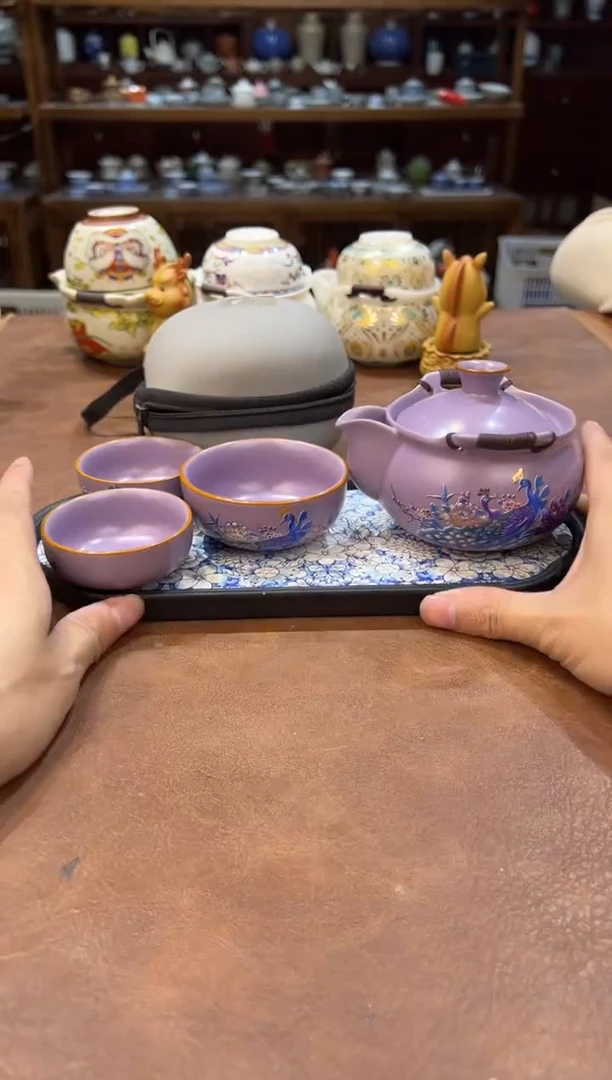 真的很便宜超好看会开片的旅行茶具