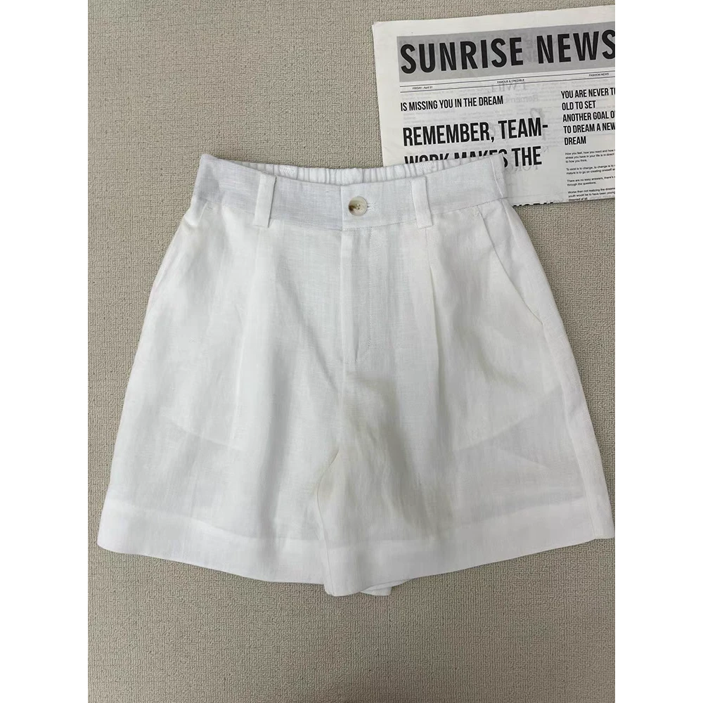 一眼相中的款！巨好看！白色短裤女夏季后松紧腰设计宽松百搭阔腿裤