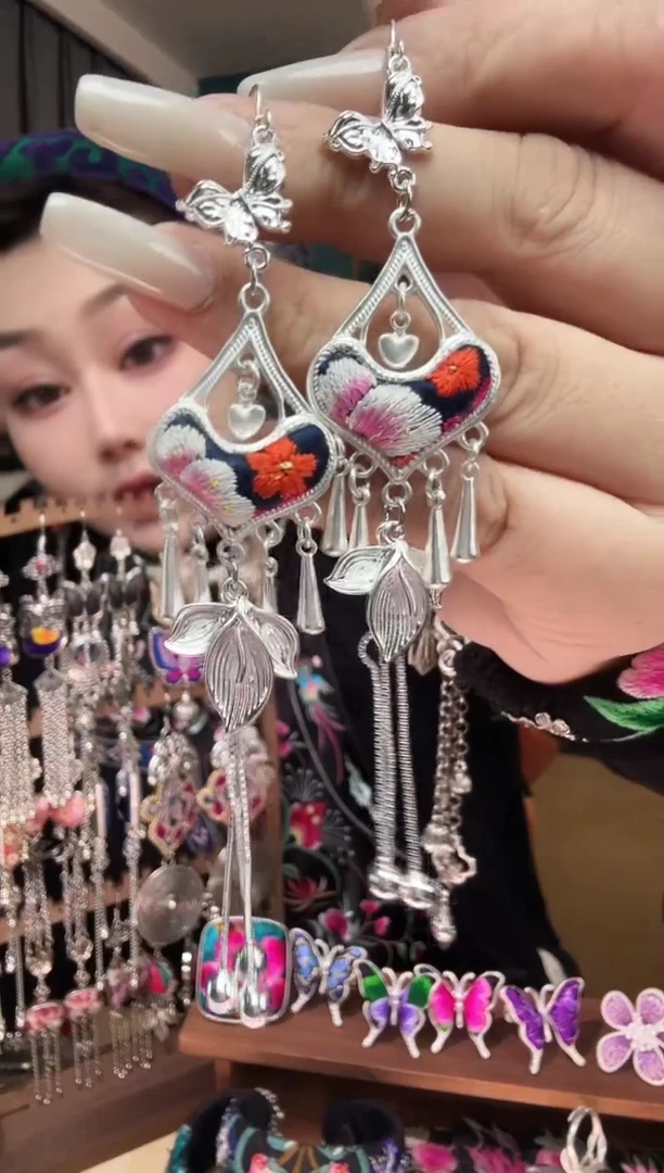 刺绣纯手工民族风刺绣耳环