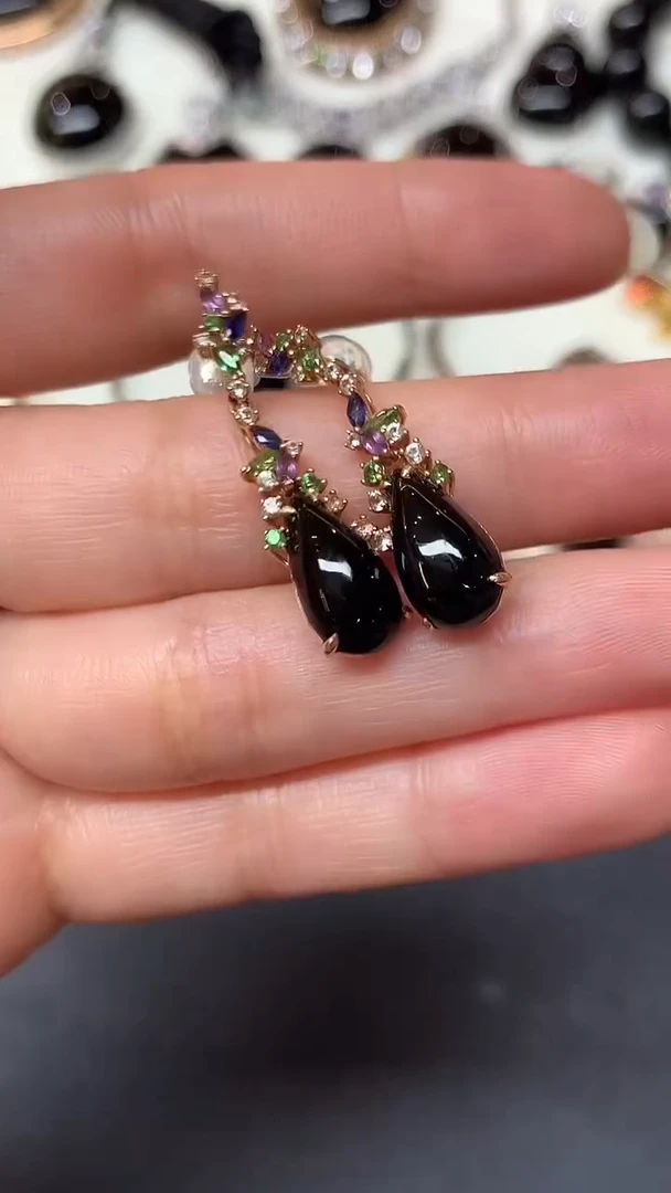 18K金镶嵌翡翠耳饰D331|4980