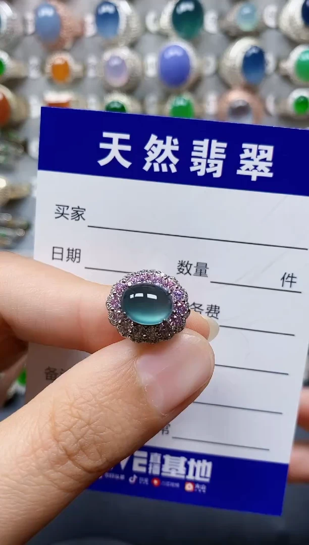 翡翠戒指银S925镶嵌371