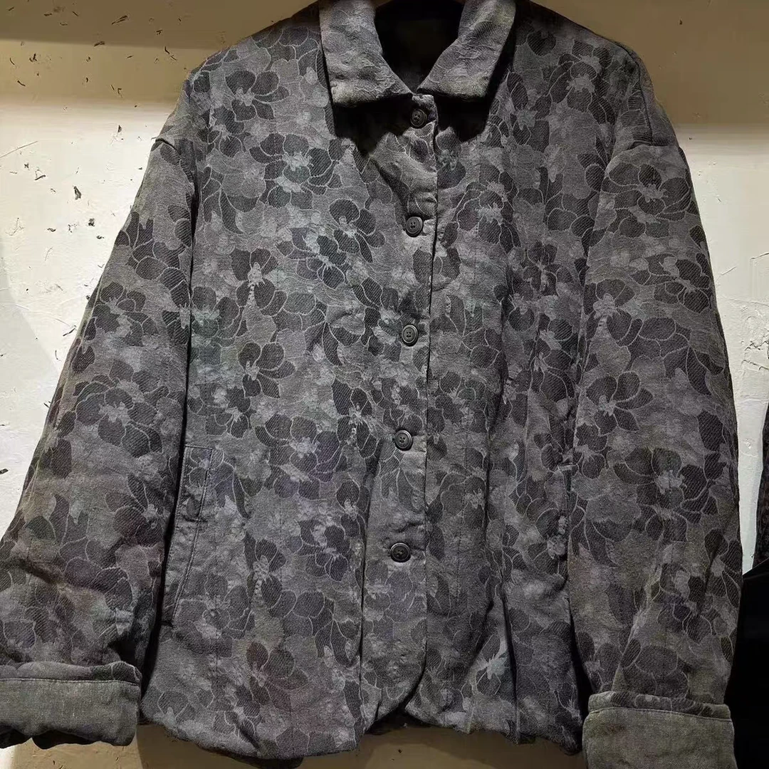 一路走来，38285棉麻提花棉服外套