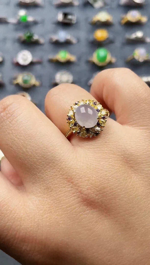 银S925镶嵌戒指翡翠100