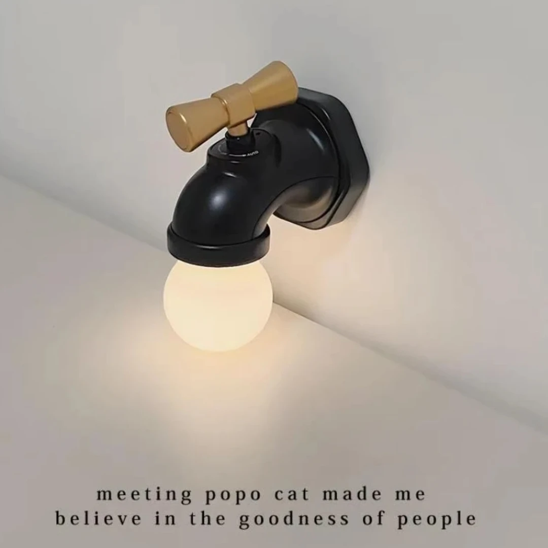 复古小夜灯水龙头造型氛围灯小众中古玄关声控氛围灯