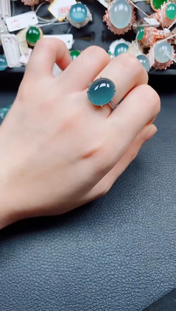 银S925镶嵌戒指翡翠翡翠