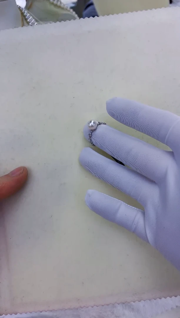 银S925镶嵌饰品海水珍珠设计款戒指