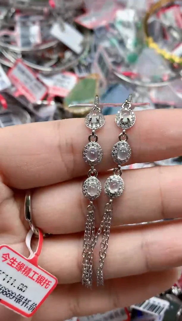 银S925镶嵌戒指翡翠天然A货缅甸翡翠