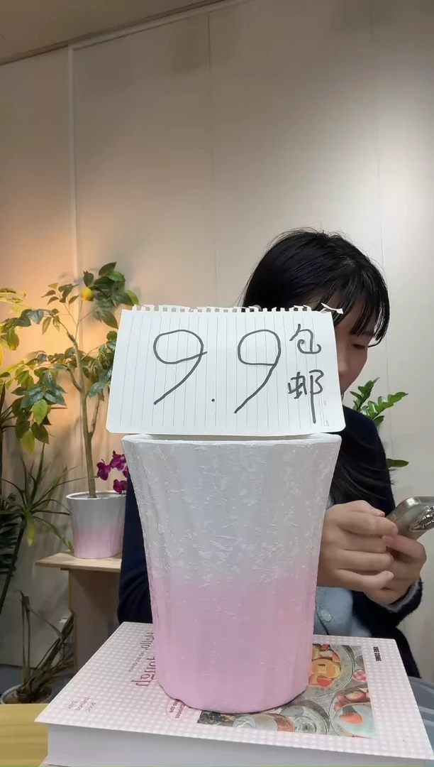 陶瓷花盆 哑光雪花 渐变粉 小蛮腰 口径16/高度17