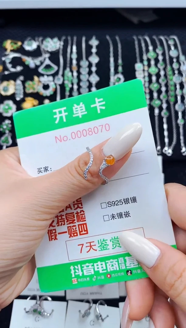 翡翠银S925镶嵌颈饰8070