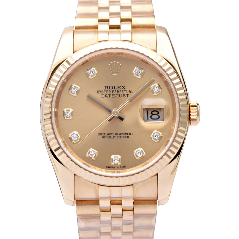 95新 Rolex/劳力士 日志型116238金盘镶钻/保卡/36径/机械