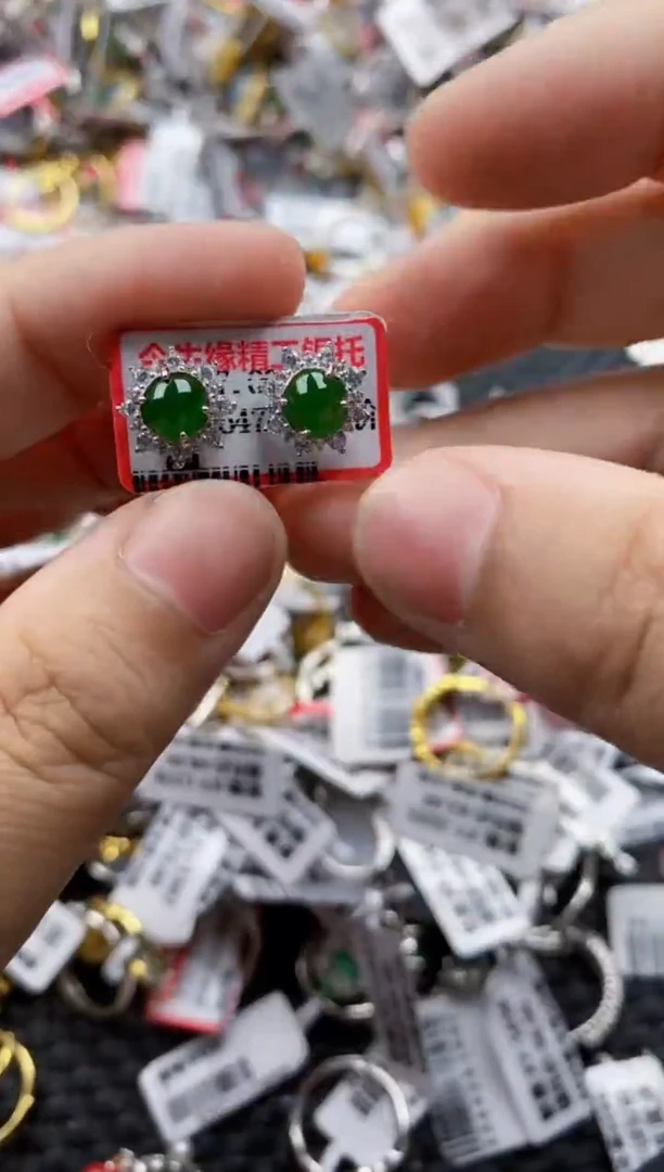 翡翠戒指银S925镶嵌4444---9