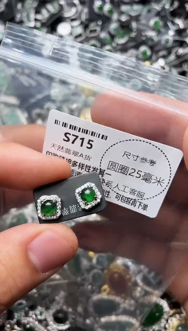 翡翠未镶嵌颈饰S715耳钉