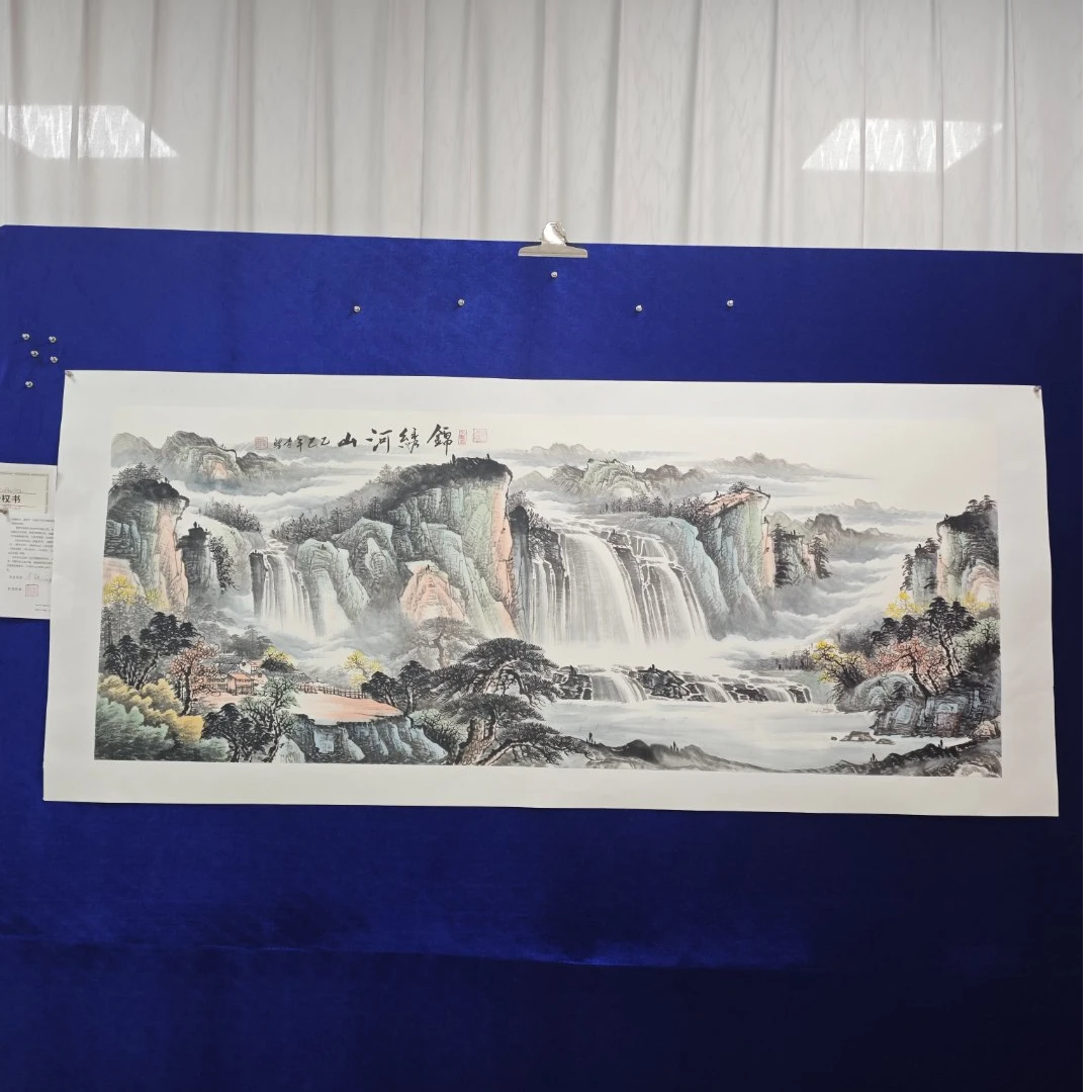 锦绣河山y李鲤手绘作品画芯尺寸180cm*70cm