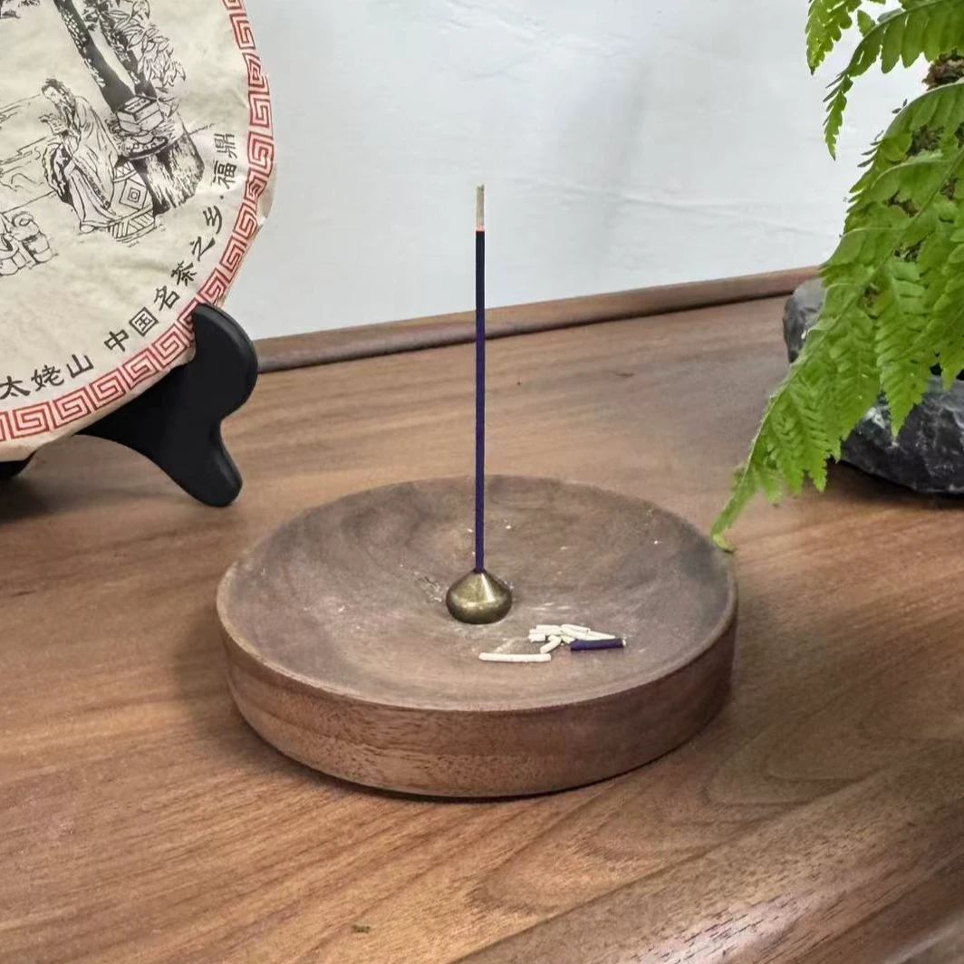 MODOUJIHE/墨斗几何北美黑胡桃木实木圆形香盘创意办公室简约禅椅