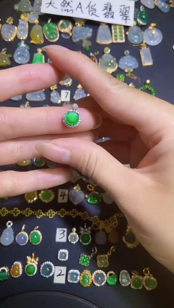 翡翠银S925镶嵌吊坠(不含链)1