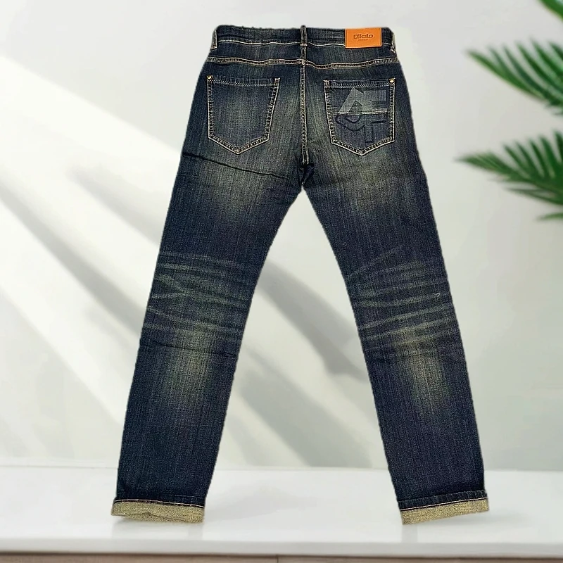 牛仔裤男士直筒时尚休闲百搭修身水洗蓝色复古潮流弹力做旧秋季