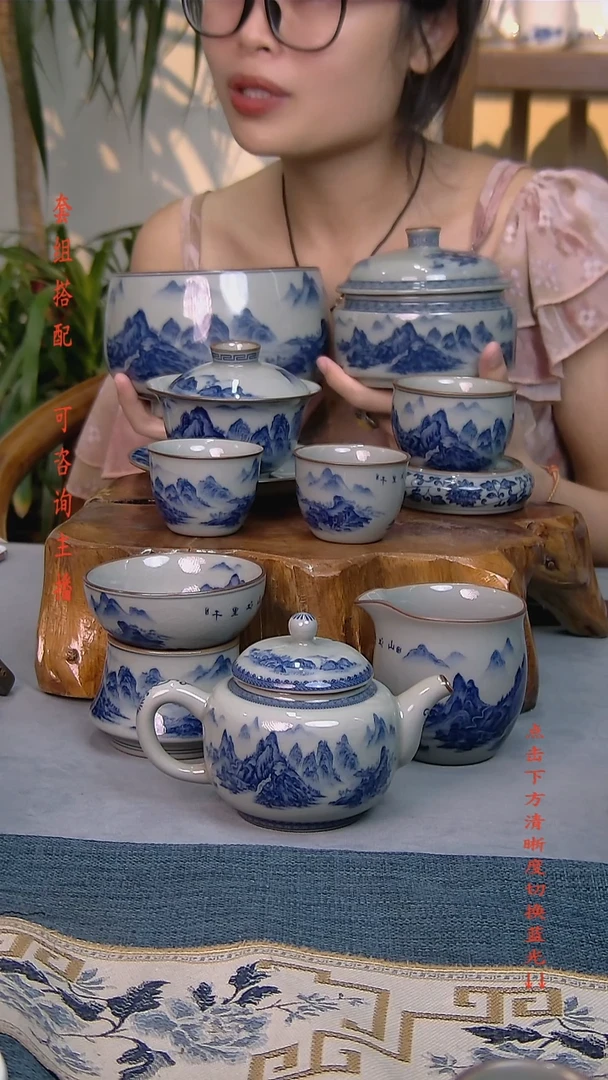 简装家用款10件套 老陶泥开片纹陶瓷茶具