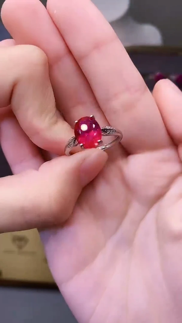 银S925镶嵌戒指红宝石75