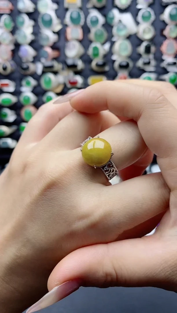 【闪购商品】翡翠戒指银S925镶嵌天然翡翠男戒