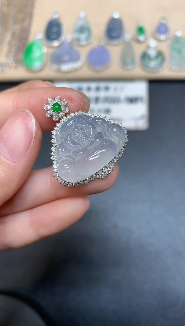 【闪购商品】翡翠吊坠(不含链)18K金镶嵌佛公【无服务费