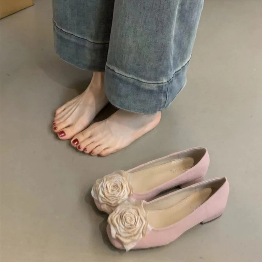 XLY-2008-13-新中式单鞋女2025新款法式气质花朵配裙子粗跟晚晚鞋