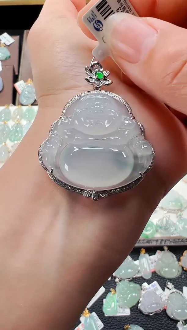 【闪购商品】翡翠吊坠(不含链)18K金镶嵌佛公吊坠1133