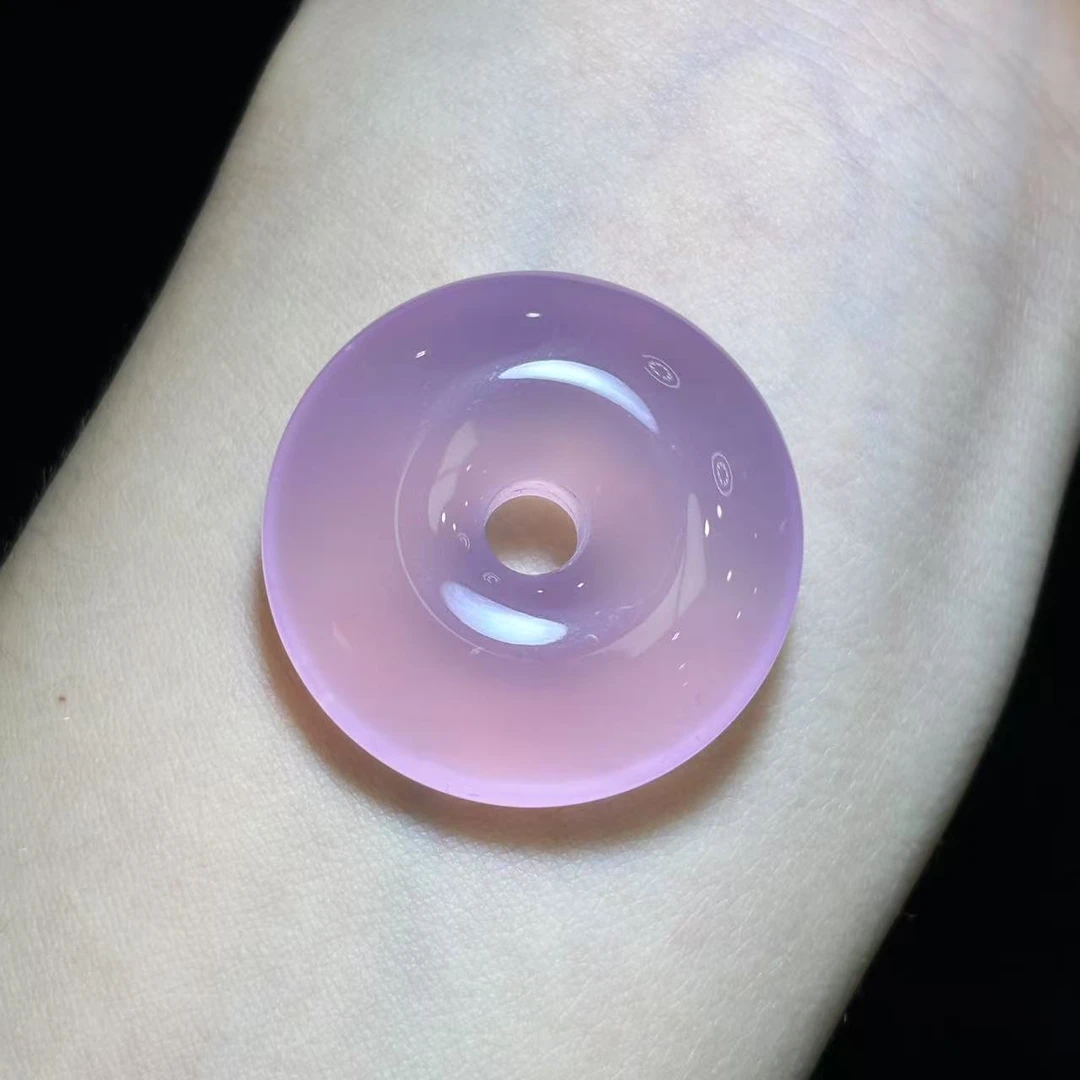 S8306卡30左右-紫芙蓉玛瑙玉平安扣-配绳-WR