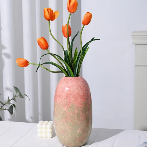 【绿脂凝春-腰鼓瓶】桌面陶瓷花瓶干花鲜花客厅插花摆件