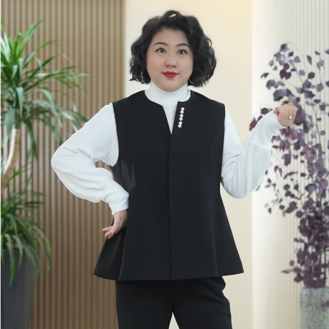 【羊毛版】蚂蚁腰蝴蝶摆马甲女大码珍珠轻奢百搭显瘦气质外搭上衣