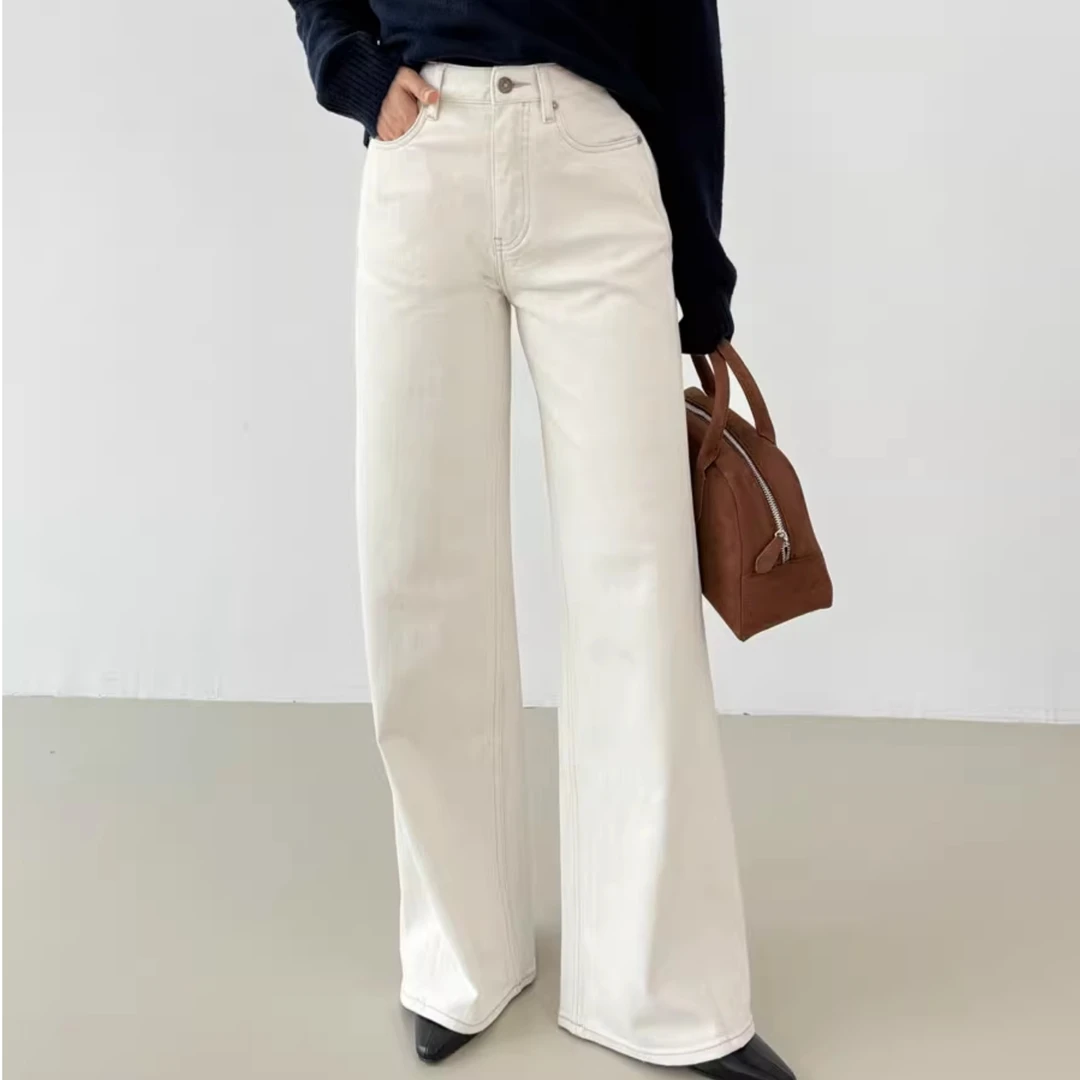 【书】A11现货孤品 高腰显瘦百搭微阔腿牛仔裤女【默认微瑕介意慎拍】