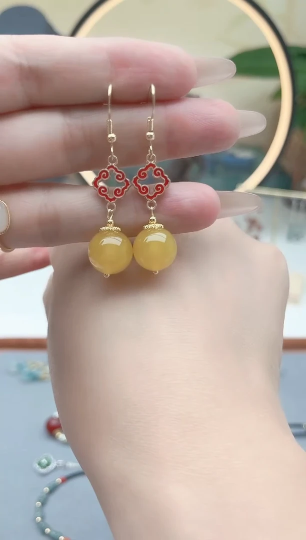 玛瑙/玉髓耳饰银S925镶嵌6502