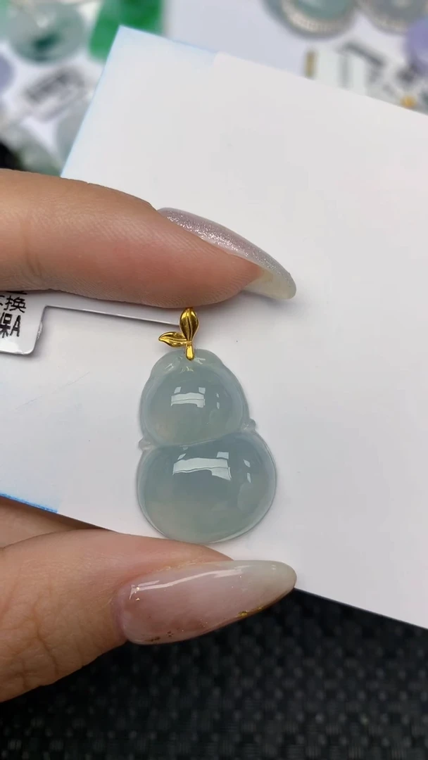颈饰18K金镶嵌翡翠天然缅甸翡翠a货百元以上9元证书费自理