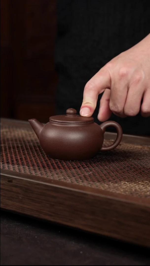 茶杯紫砂紫泥平盖水平