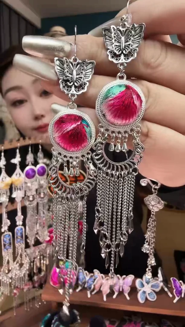 刺绣纯手工民族风刺绣耳环