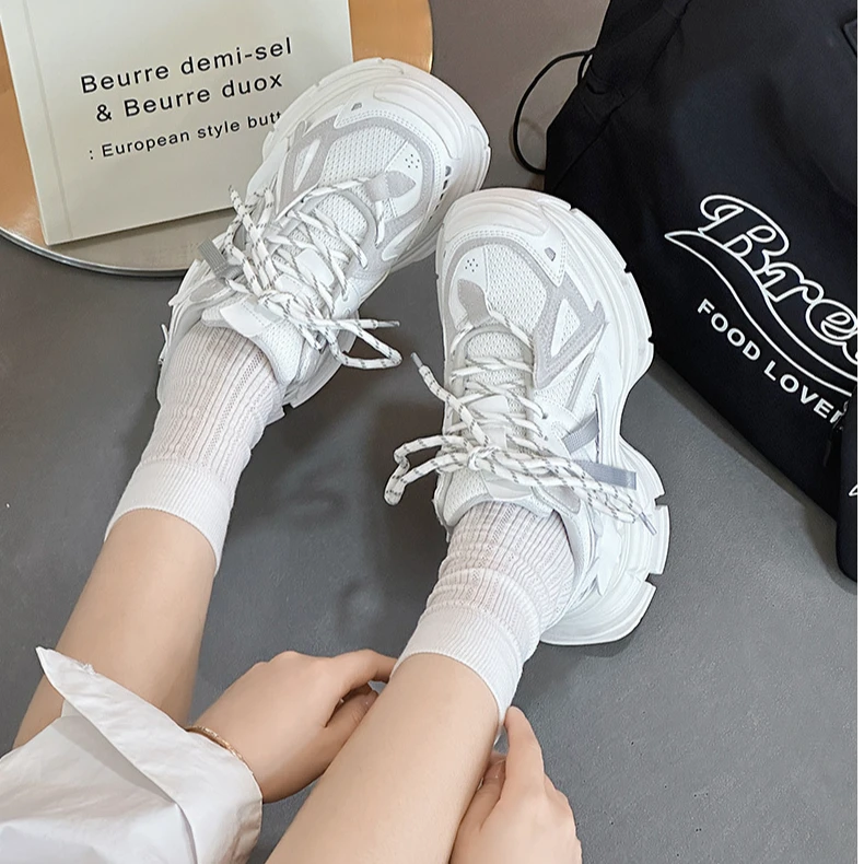 GC-银色空间站 老爹鞋新款女鞋擦旧拼色厚底运动休闲鞋潮鞋
