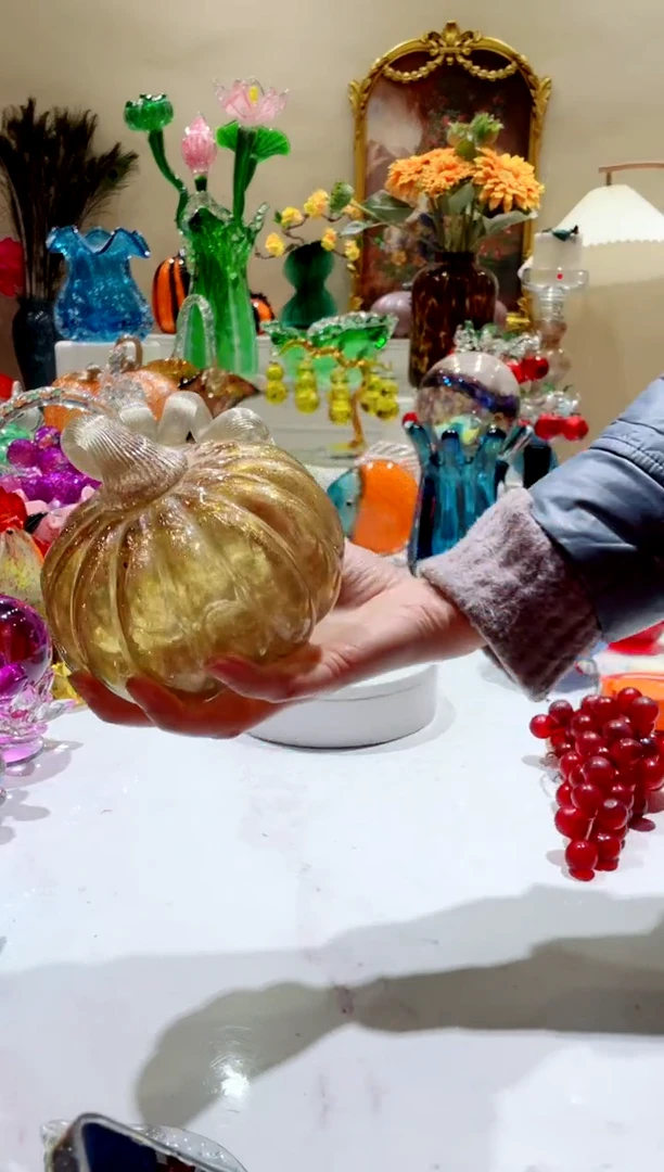 【闪购商品】琉璃手工艺品金色南瓜   微瑕