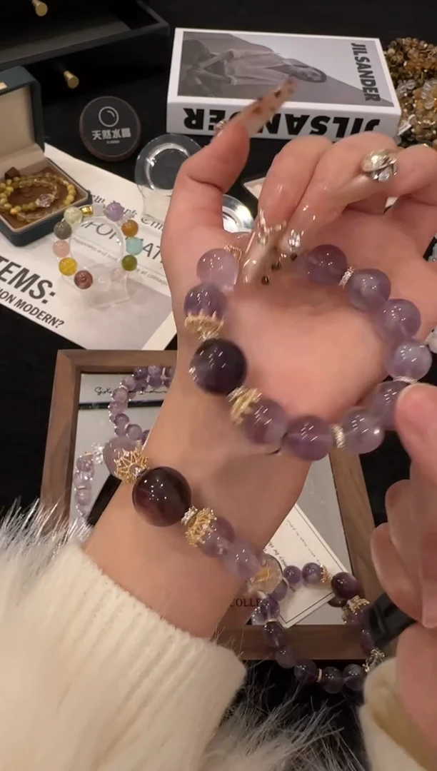 合金手链水晶紫兔毛x3464