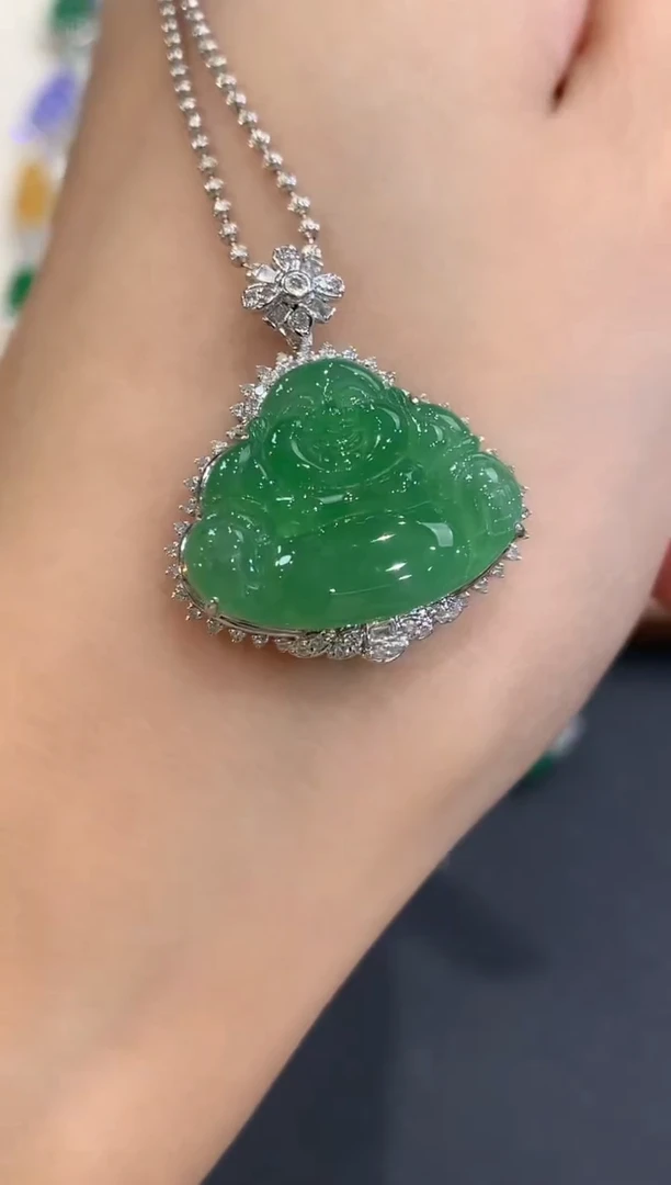 吊坠(不含链)18K金镶嵌翡翠a50