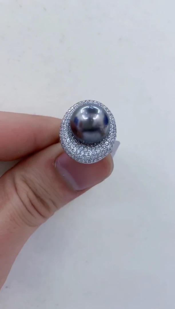 银S925镶嵌戒指海水珍珠