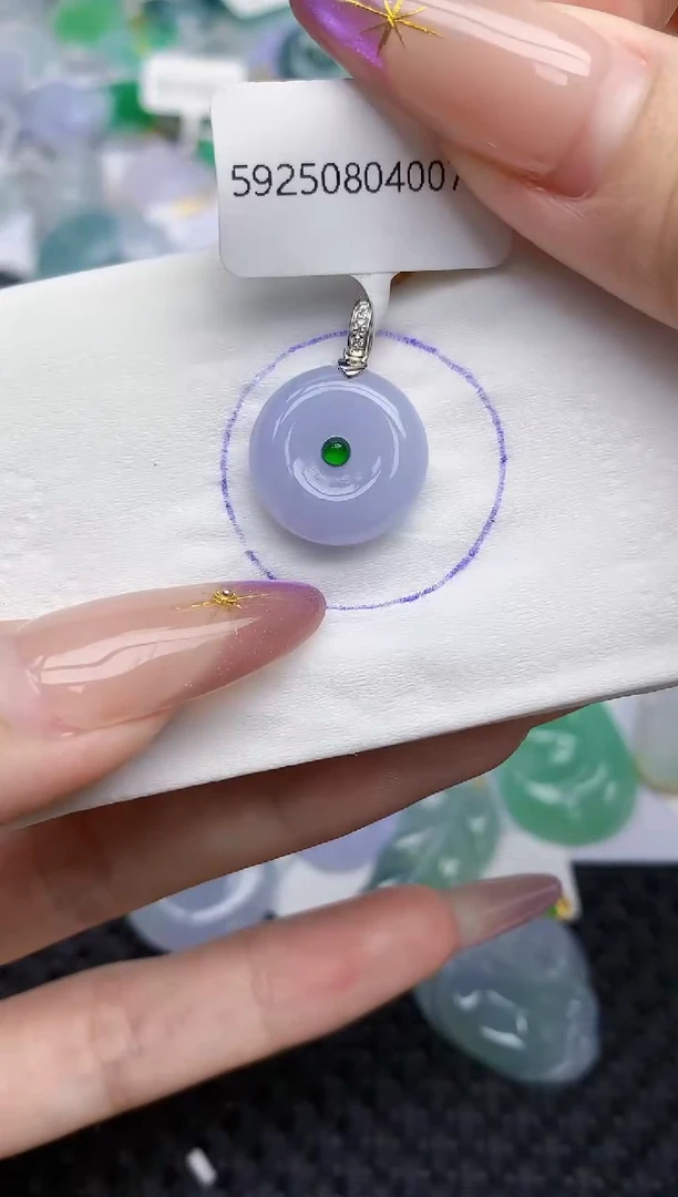 翡翠18K金镶嵌颈饰342   天然翡翠A货  百元以上9米证书费自理