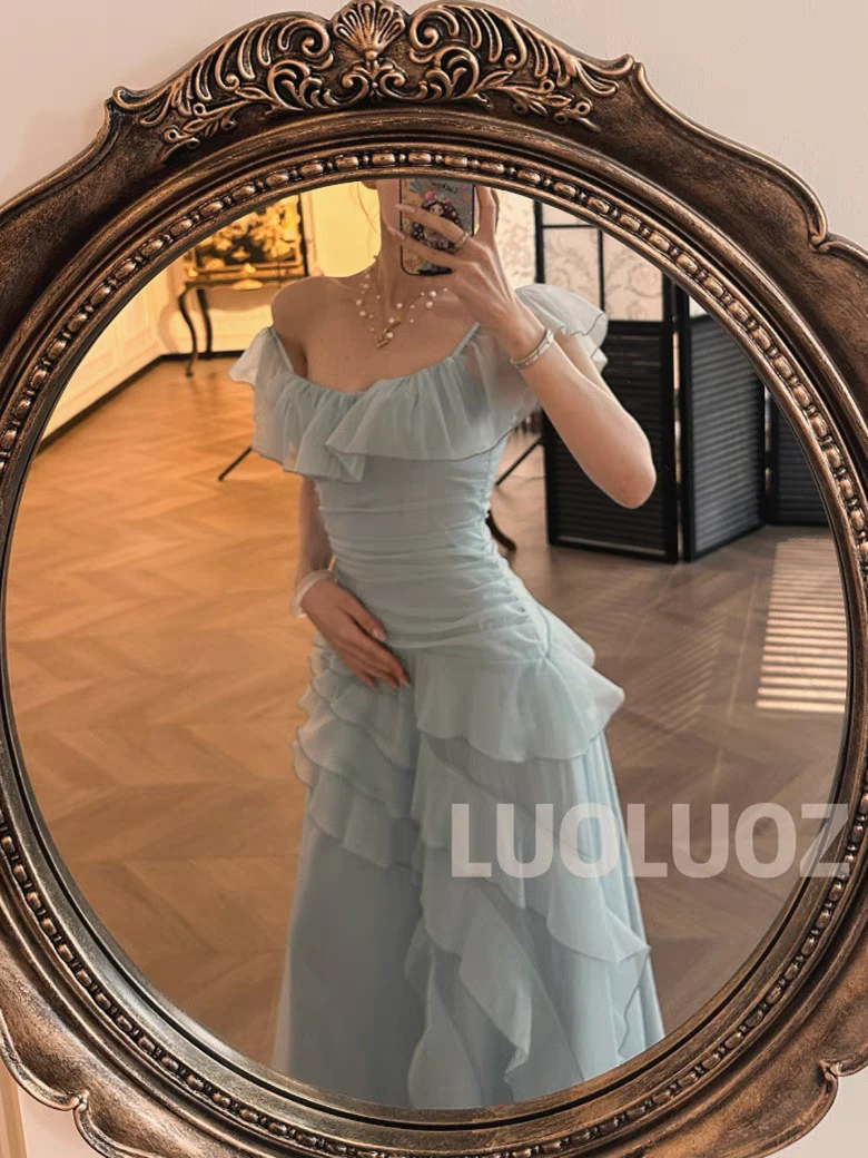 【沁凉一夏】仙气飘飘不规则收腰女神范长款连衣裙