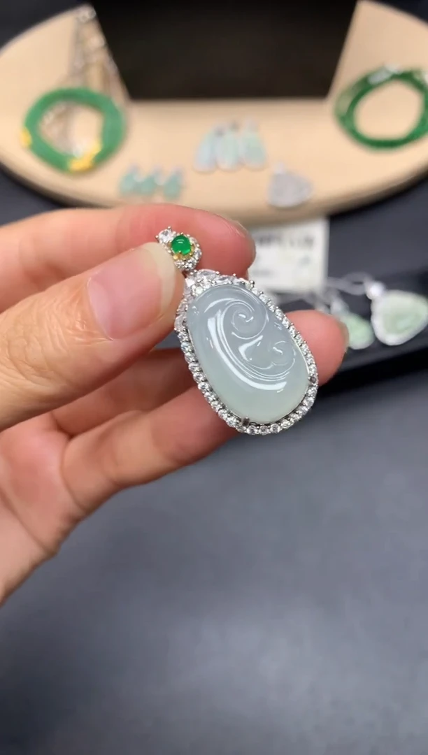 翡翠银S925镶嵌吊坠(不含链)如意【多样性发其一】