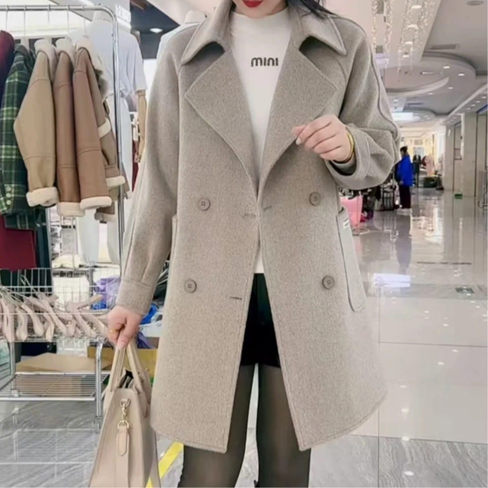 2025春季新款中长款女装韩版减龄气质显瘦双面羊毛大衣#8899