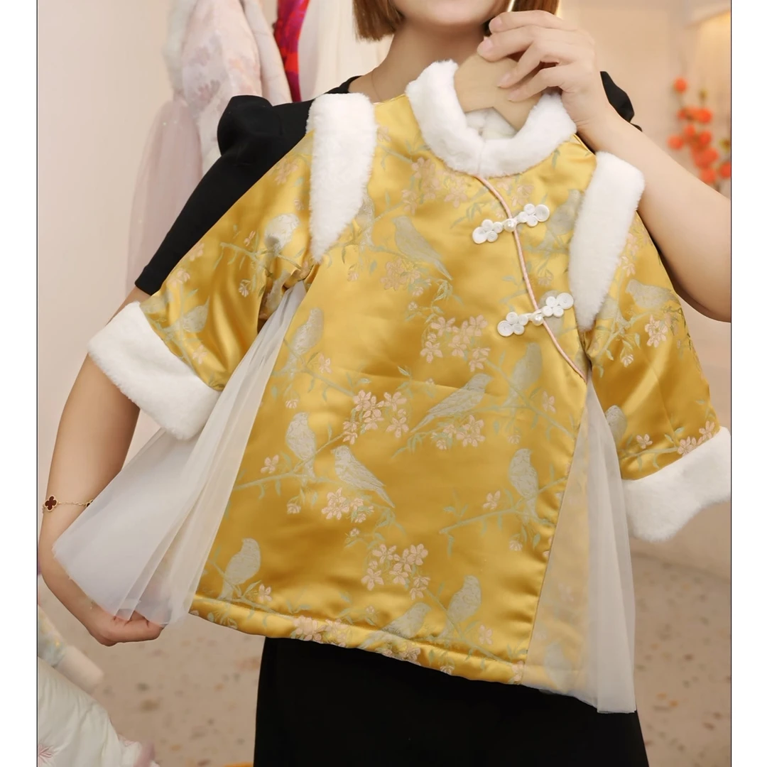 现货 （金喜鹊）AC927女童冬季加绒加厚国风旗袍裙拜年服