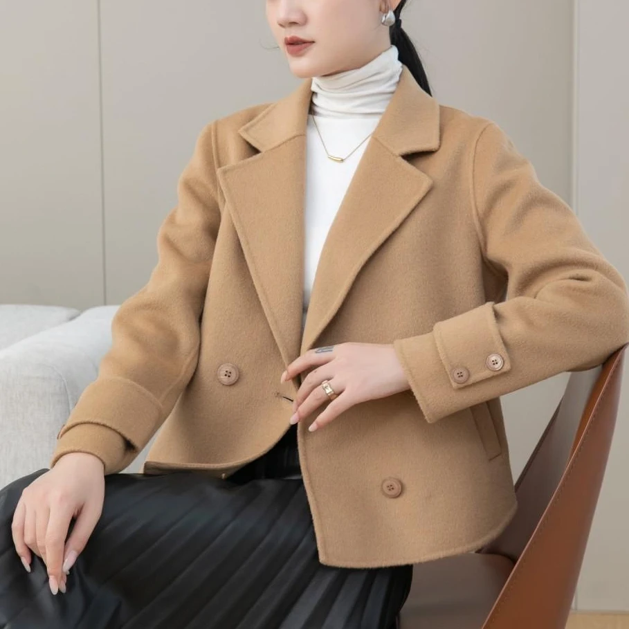 (重磅厚款100%全羊毛）设计感女款显高显瘦设计感厚款外套6247