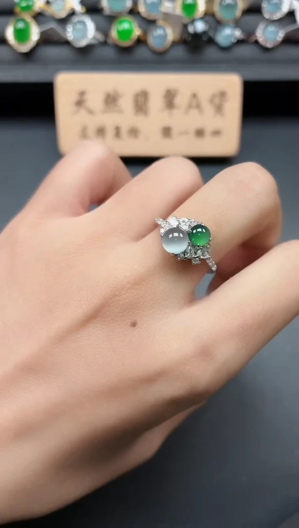 银S925镶嵌戒指翡翠11
